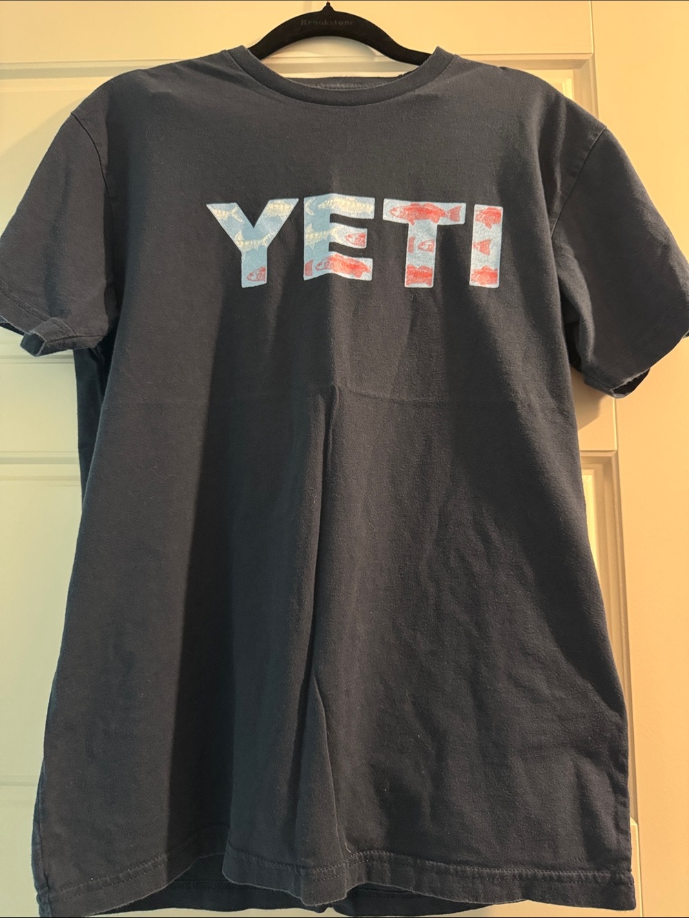 Yeti Boys' Navy Short Sleeve Tee with Patterned Logo